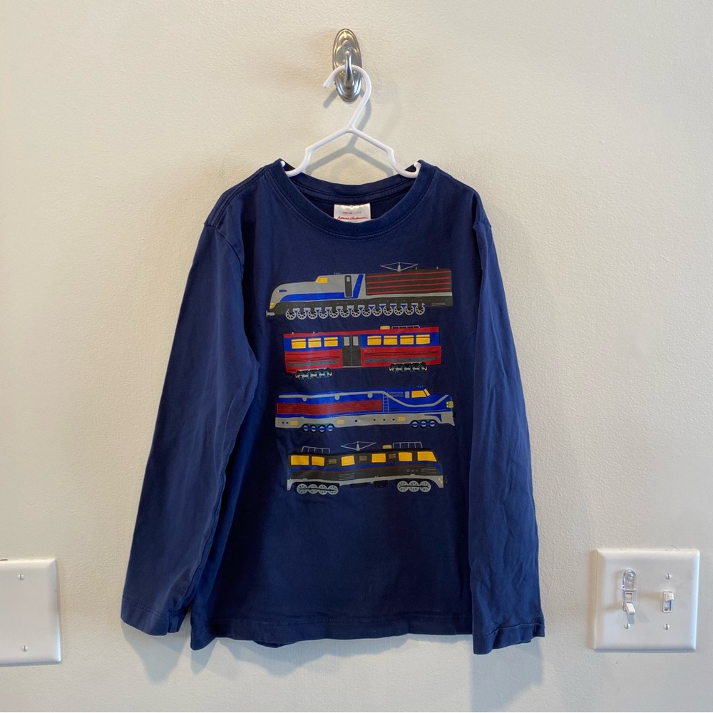 Hanna Andersson Navy Blue Train Long Sleeve Tee